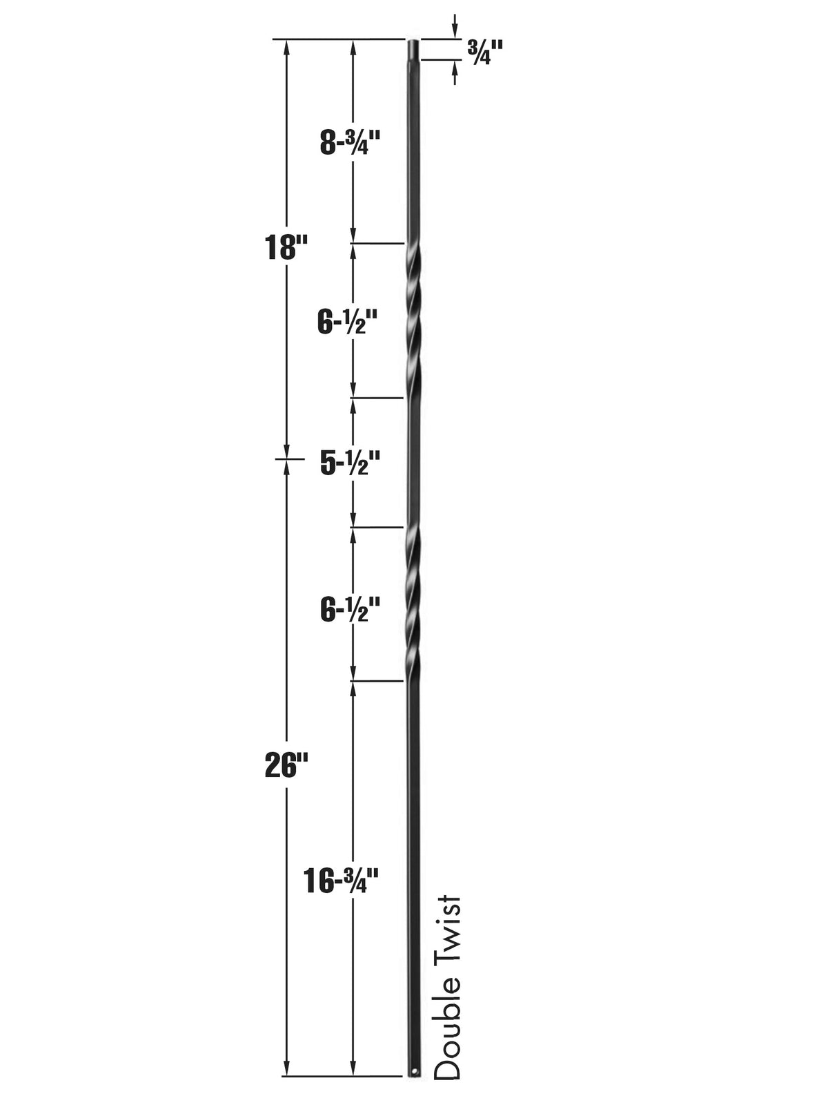 Iron Baluster 9002 - 1/2" Square - Double Twist