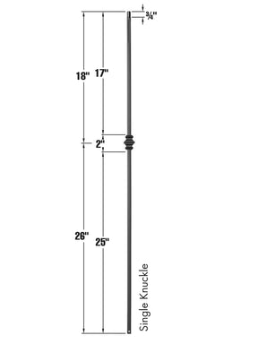 Iron Baluster 9006 - 1/2" Square - Single Knuckle