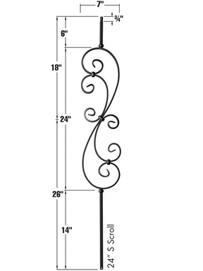 Iron Baluster 9009 - 1/2" Square - S Scroll