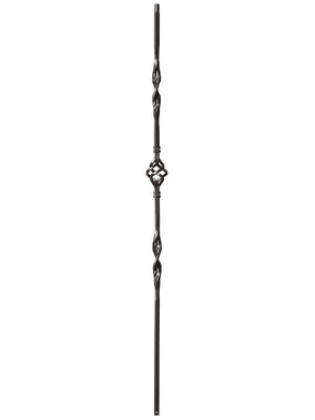 Iron Baluster 9012 - 1/2" Square - Single Basket w/ Ribbon