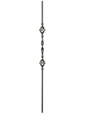 Iron Baluster 9013 - 1/2" Square - Double Basket w/ Ribbon