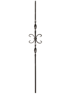 Iron Baluster 9014 - 1/2" Square - Double Ribbon w/ Butterfly