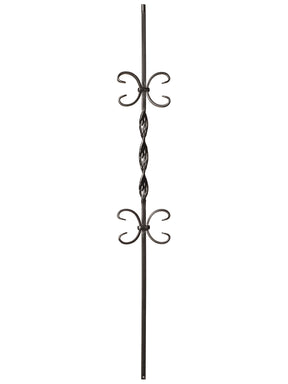 Iron Baluster 9015 - 1/2" Square - Single Ribbon w/ Butterflies