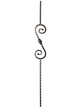 Iron Baluster 9034 - 9/16" Hammered Face - S Scroll With Ball