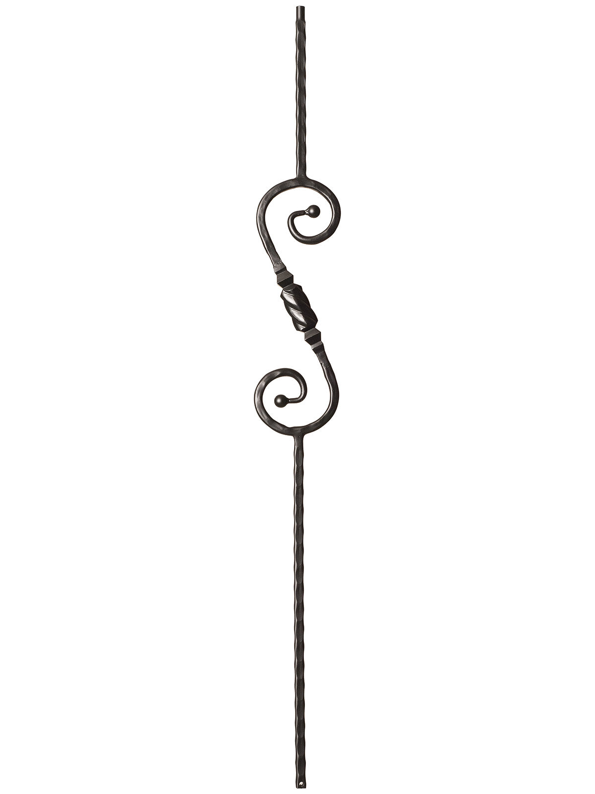 Iron Baluster 9047 - 9/16" Hammered Face - S Scroll With Knob