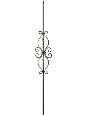 Iron Baluster 9057 - 1/2" Square - Double Twist w/ Dragonfly