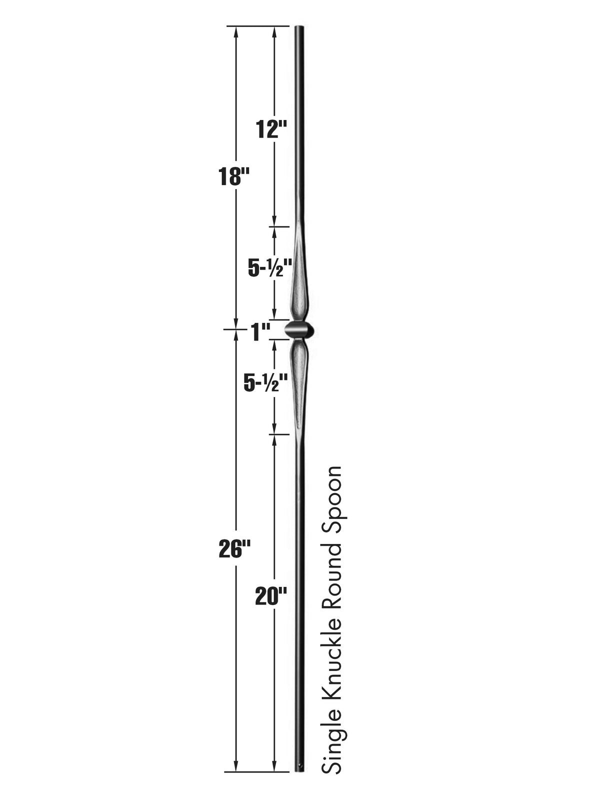 Iron Baluster 9069 - 9/16" Round - Knuckle Spoon