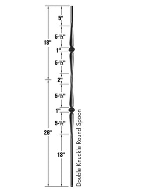 Iron Baluster 9070 - 9/16" Round - Double Knuckle Spoon