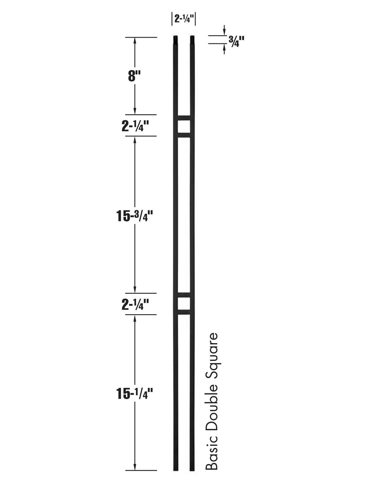 Iron Baluster 9087 - 1/2" Square - Double Square