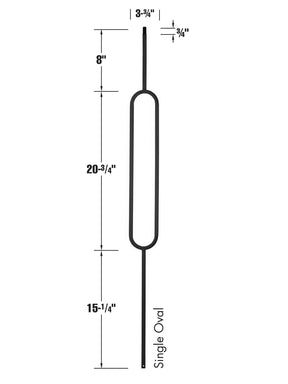 Iron Baluster 9088 - 1/2" Square - 20-3/4" Contemporary Oval