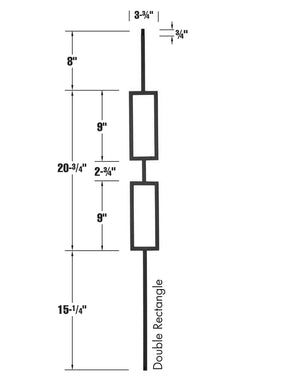 Iron Baluster 9091 - 1/2" Square - Double Rectangle