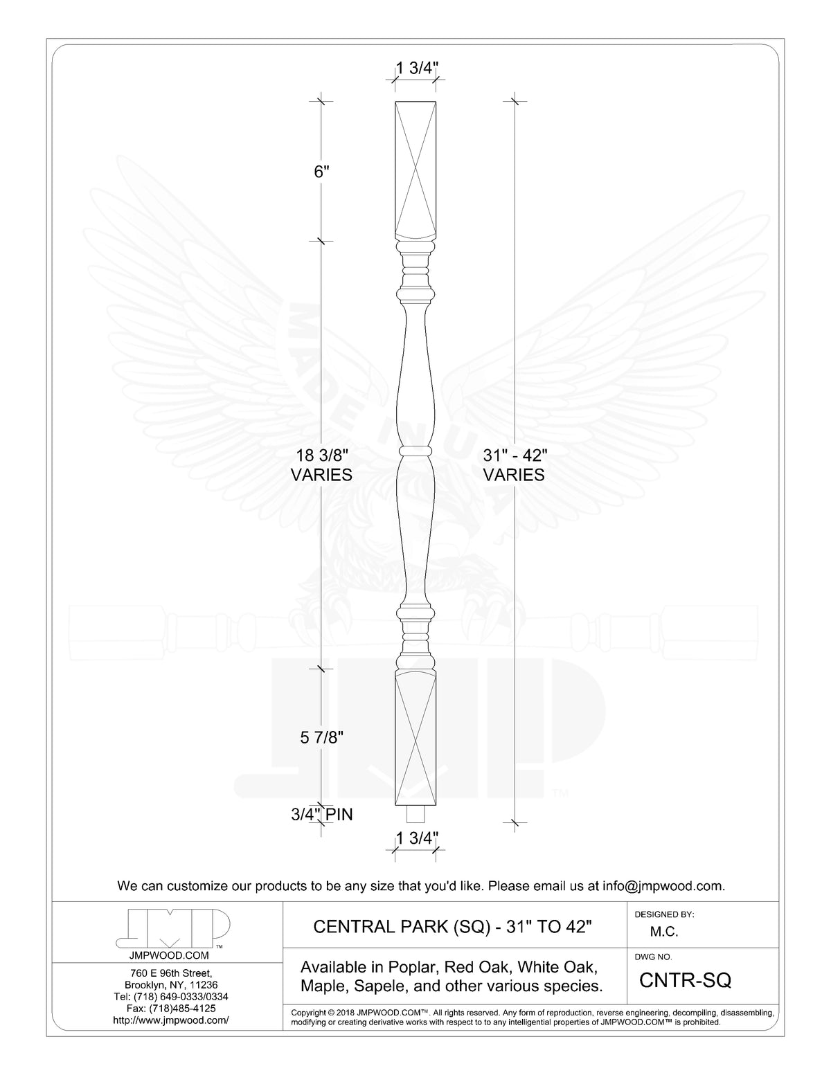 Central Park Baluster (Double Square)