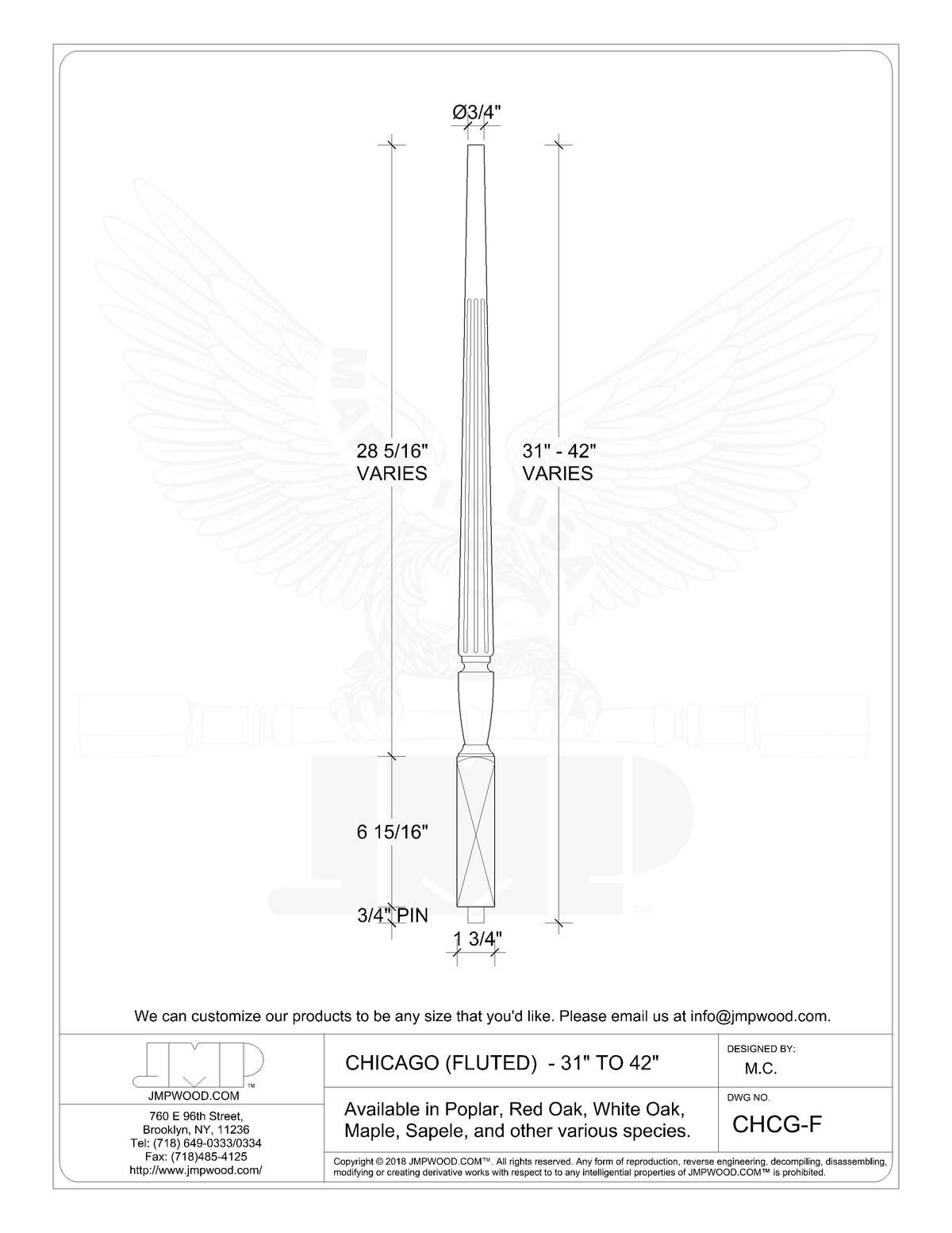 Chicago Baluster (Fluted)