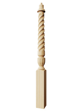 Stockbridge 3010T-PT Series Pin Top Newel Post - Twist (3-1/2")