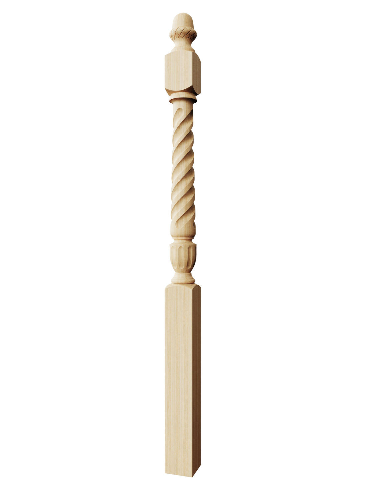 Stockbridge 3010T-AT Series Acorn Top Newel Post - Twist (3-1/2")