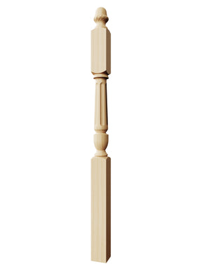 Stockbridge 3010F-AT Series Acorn Top Newel Post - Fluted (3-1/2")