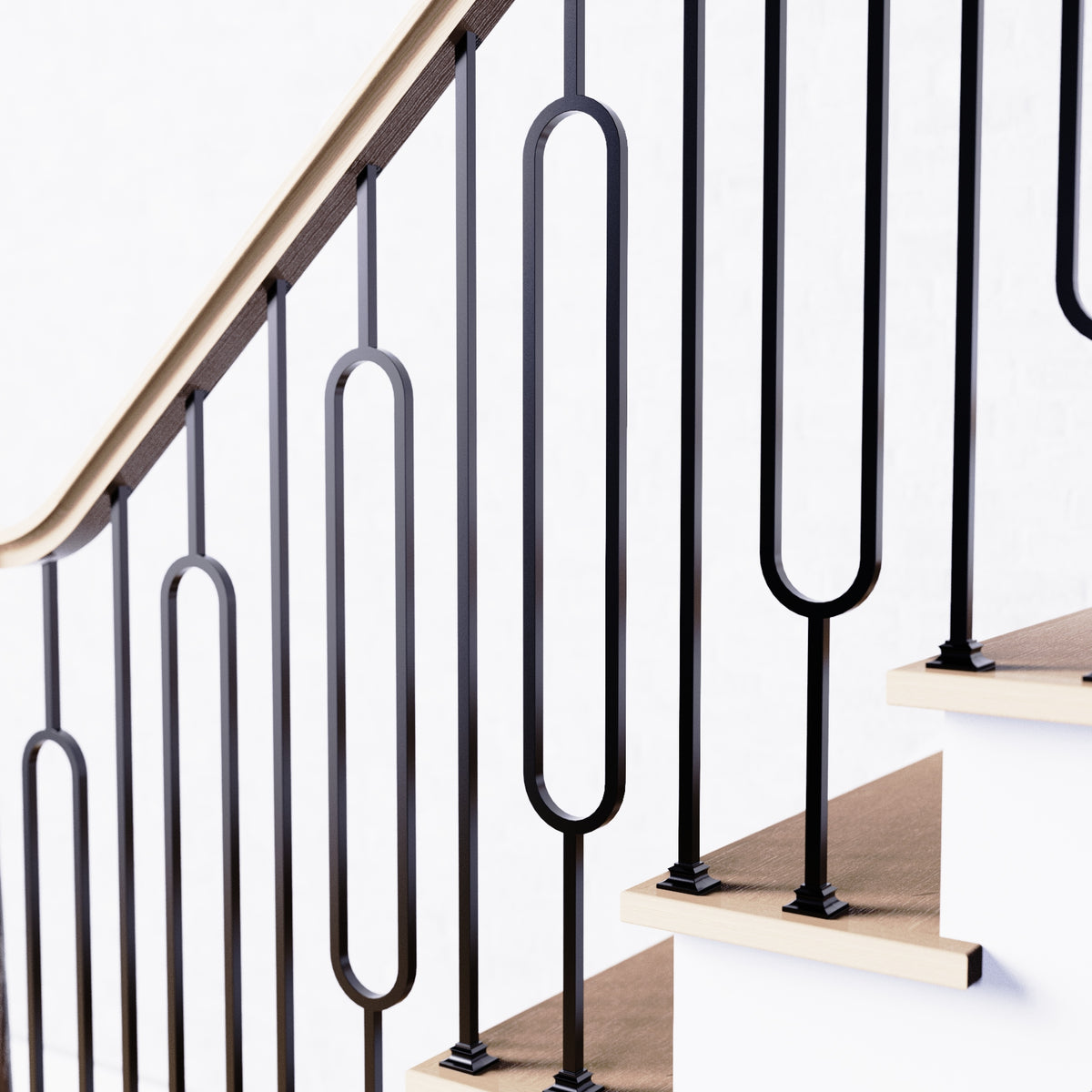 Iron Baluster T80 - 1/2" Square - Contemporary Single Oval