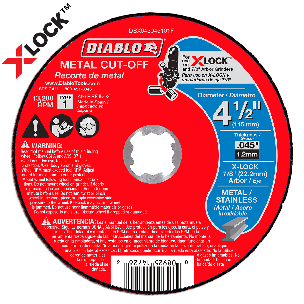 Diablo Metal Cut-Off Disc for X-Lock and All Grinders