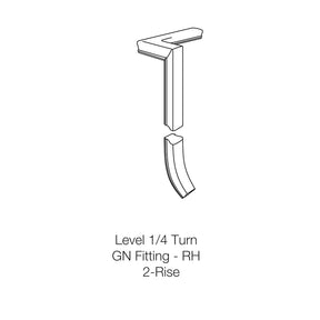 Fitting 76 - Level Quarter Turn Gooseneck Fitting with No Cap - 2 Rise (Right Hand)