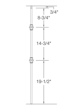 Iron Baluster 2G61 - 5/8" Square (Plain - Double Knuckle)