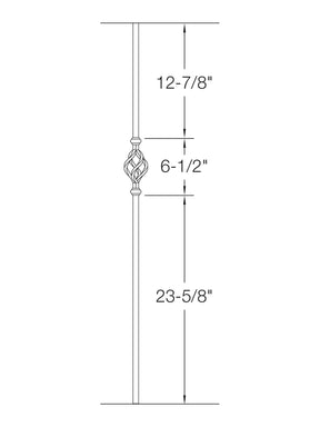 Iron Baluster 2GR04 - 5/8" Round - Single Basket