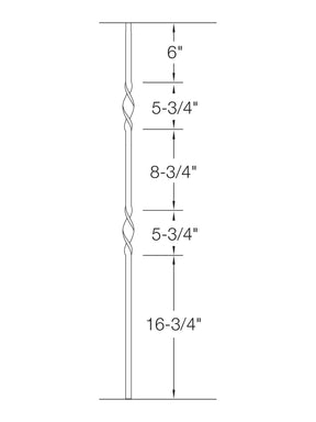 Iron Baluster 2GR07 - 5/8" Round - Double Ribbon