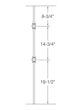 Iron Baluster 2GR23 - 5/8" Round - Double Ball