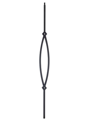 Iron Baluster T16 - 1/2" Square - Contemporary Pointed Oval