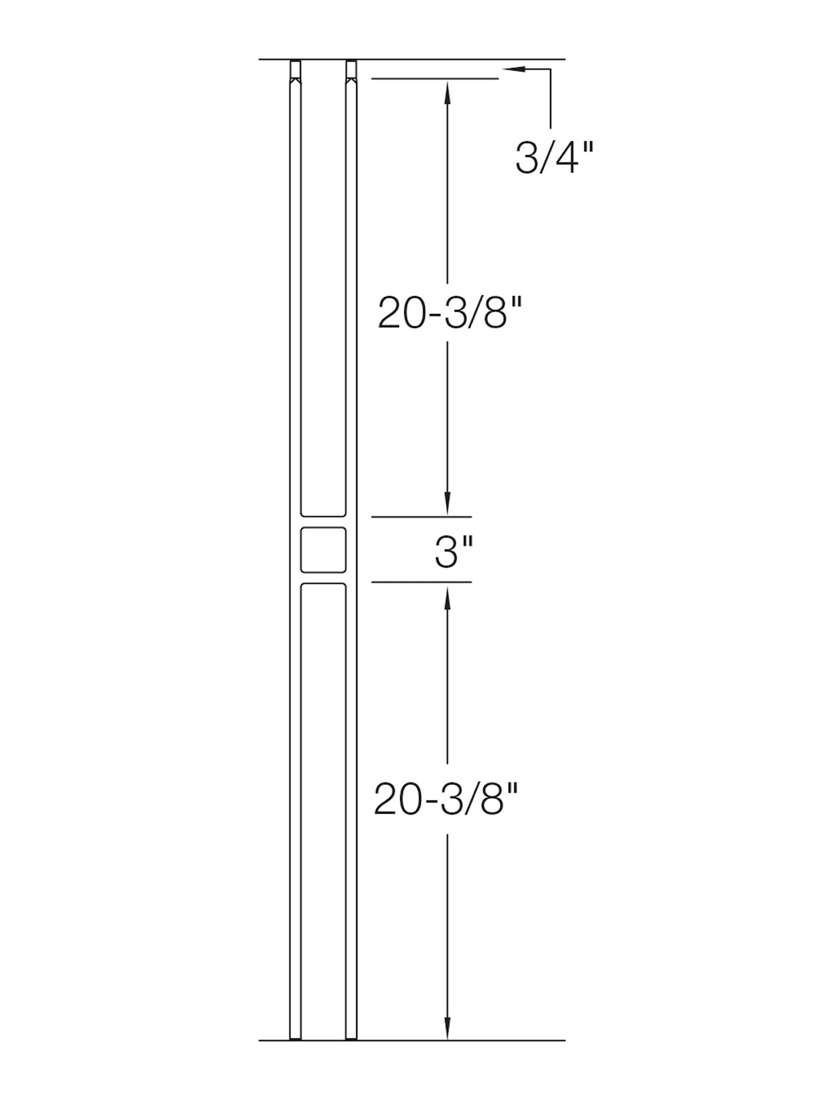 Iron Baluster T20 - 1/2" Square - Contemporary Craftsman Single Panel
