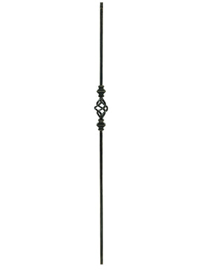Iron Baluster 9077 - 1/2" Square - Single Basket w/ Knuckles
