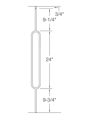 Iron Baluster 9088XL - 1/2" Square - 24" Contemporary Oval