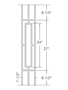 Iron Baluster T813 - 1/2" Square - Contemporary Rectangular Panel