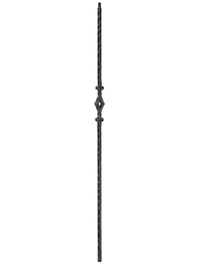 Iron Baluster 9040 - 9/16" Hammered Face - Single Diamond