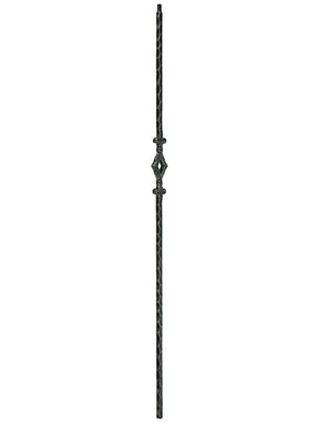 Iron Baluster 9040 - 9/16" Hammered Face - Single Diamond