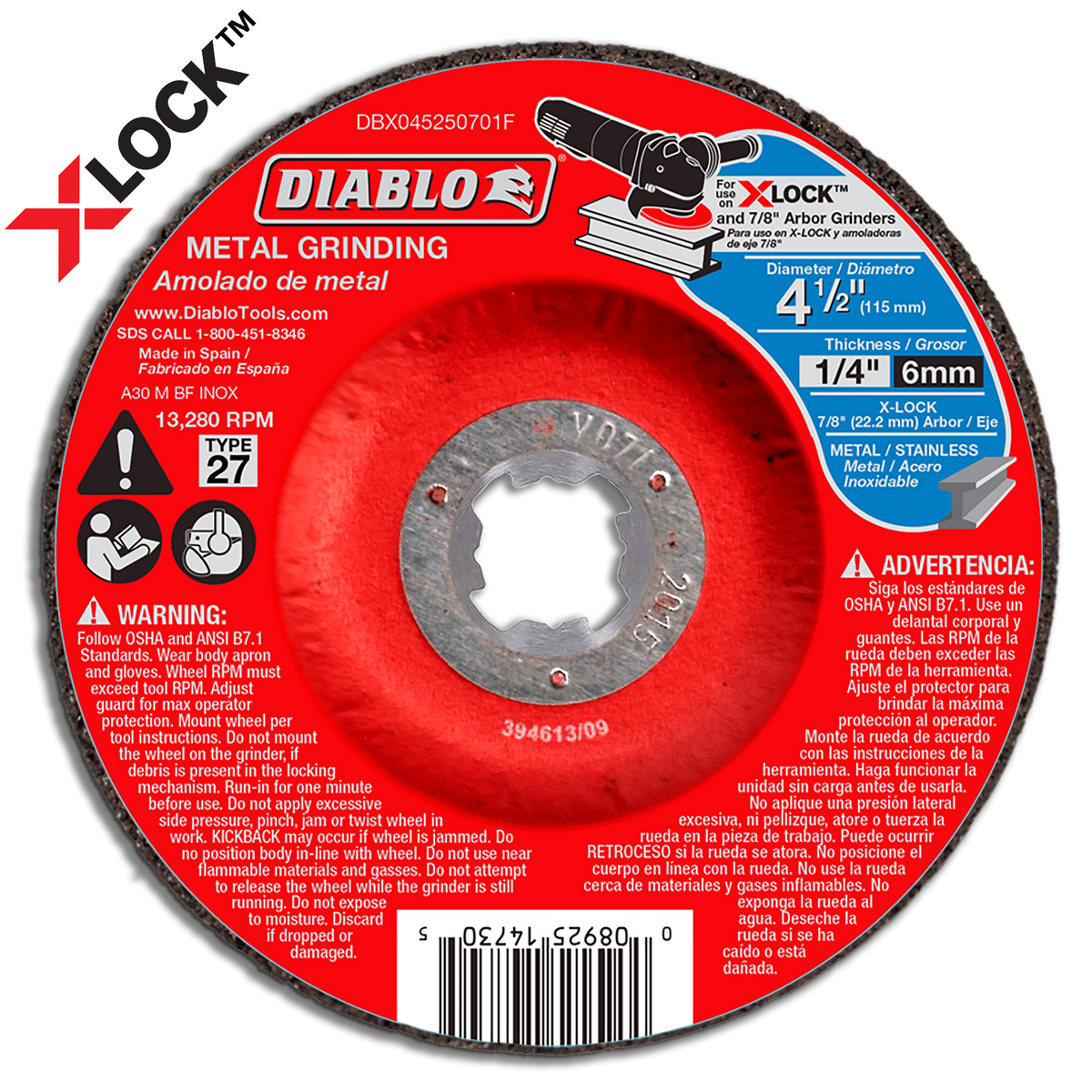 Diablo Metal Grinding Disc for X-Lock and All Grinders