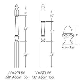 Stockbridge 3010PL-AT Series Acorn Top Newel Post (3-1/2")