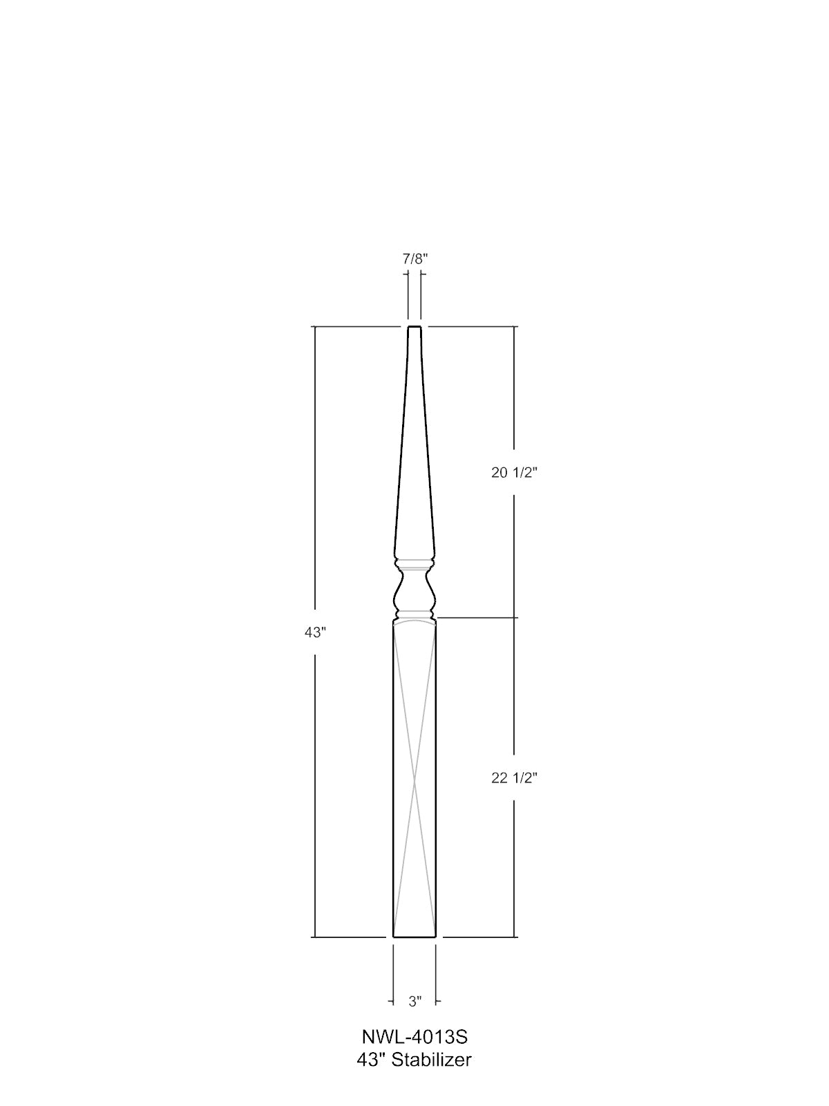 Colonial 4013S Stabilizer Newel Post (3")