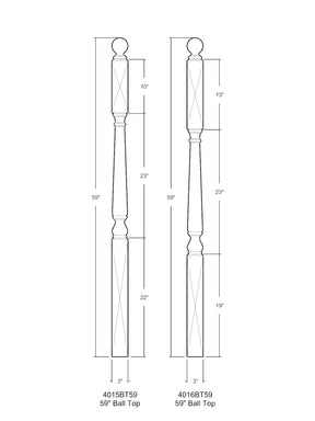 Colonial 4010BT Series Ball Top Newel Post (3")