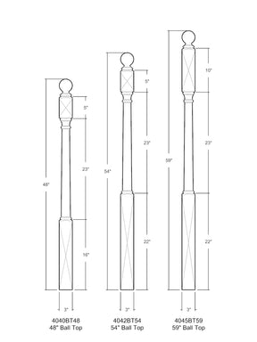 Colonial 4040BT Series Ball Top Newel Post (3")