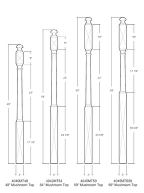 Colonial 4040MT Series Mushroom Top Newel Post (3")