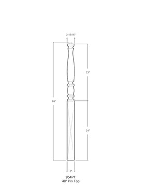 Bordeaux 954PT Pin Top Newel Post (3")