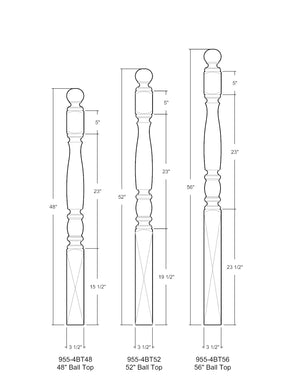 Bordeaux 955-4BT Series Ball Top Newel Post (3-1/2")