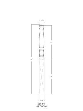 Bordeaux 954-4PT Pin Top Newel Post (3-1/2")