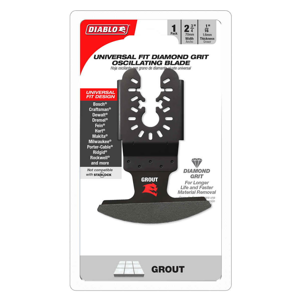 Diablo Universal Fit Diamond Grit Oscillating Blade for Grout