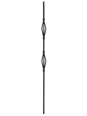 Iron Baluster T182 - 1/2" Square - Contemporary Double Basket: Slimline