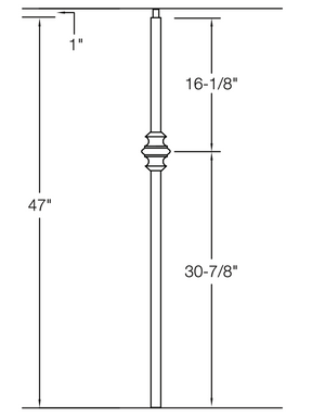 Iron Newel TN60 - 1-3/16" Square - Single Knuckle