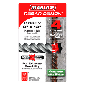 Diablo Rebar Demon™ SDS-Max 4-Cutter Full Carbide Head Hammer Drill Bit