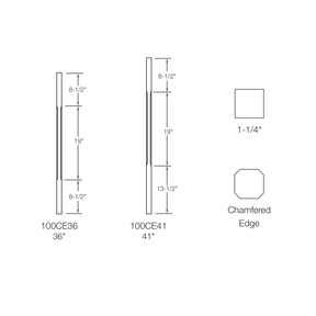 100CE Chamfered Edge Blank Baluster