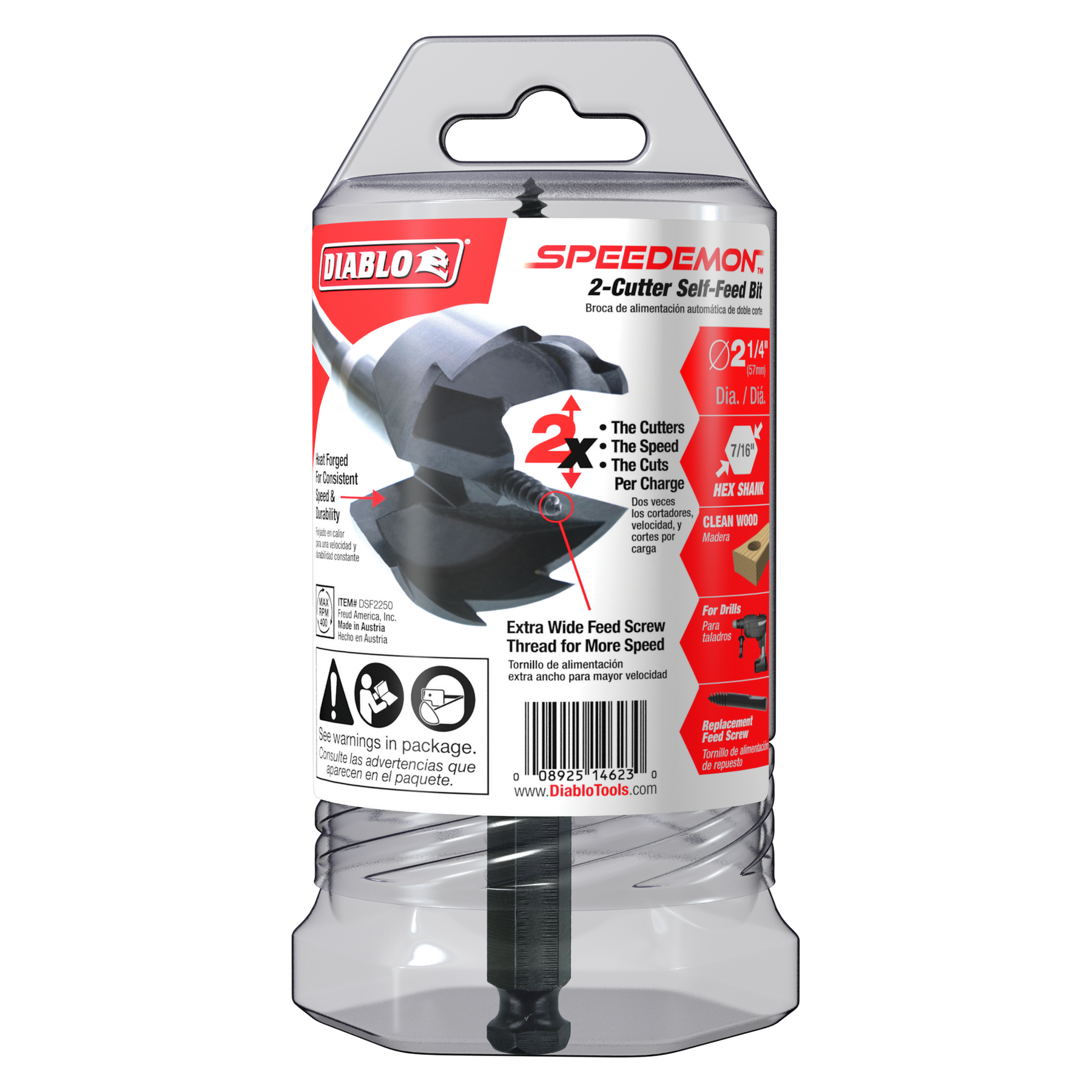 Freud Diablo DB Self-Feed Drill Bit, 2-9/16 Inch Diameter (DSF2562)