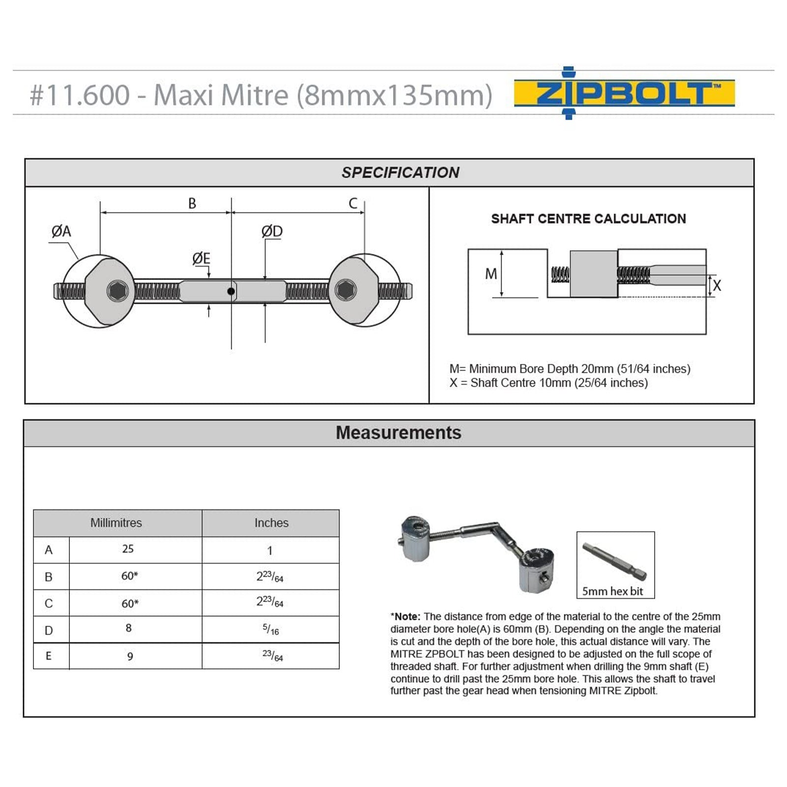 Zipbolt UT Maxi Mitre Handrail Connector 11.600